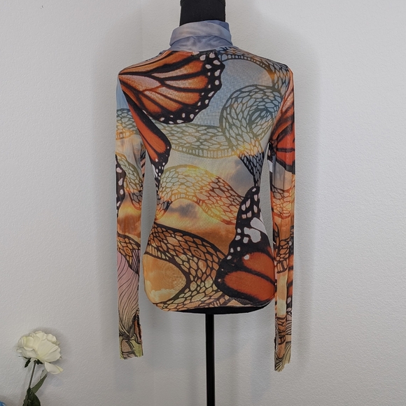 Revolve AFRM Zadie Long Sleeve Mesh Top in Butterfly Sub - Picture 4 of 7